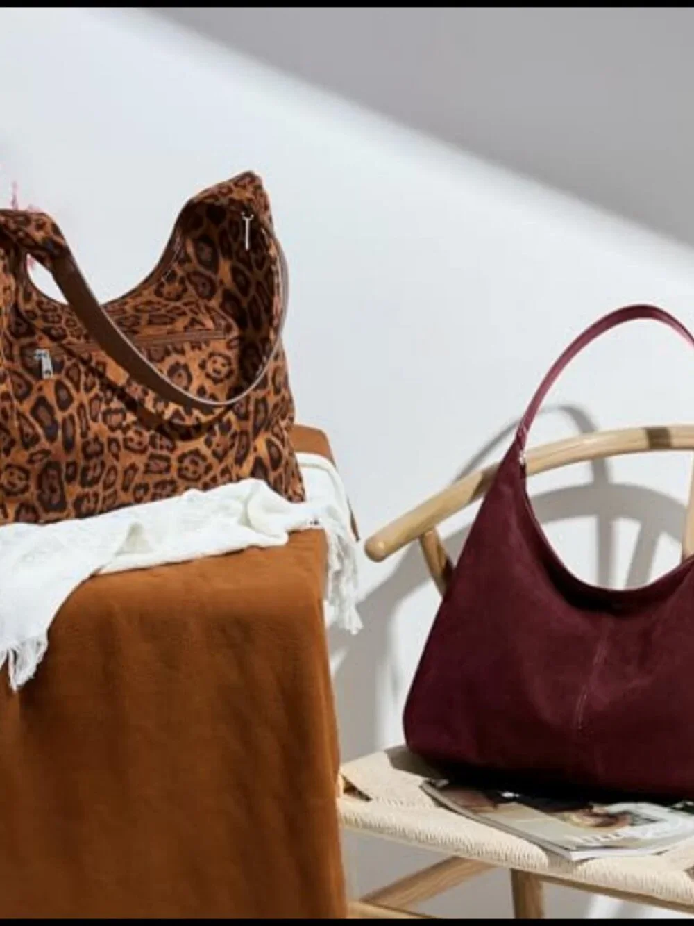 Slouchy Hobo Tote Bag Vegan Leather Zipper Shoulder Handbag